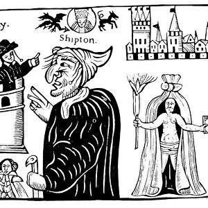Mother Shipton (1488-c1560) prophesying the death of Cardinal Wolsey