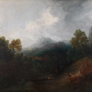 Mountain Valley with Figures and Distant Village, between 1773 and 1777
