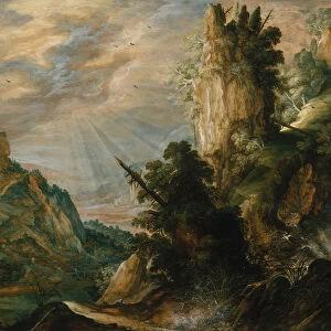 A Mountainous Landscape with a Waterfall, ca. 1600. Creator: Kerstiaen de Keuninck