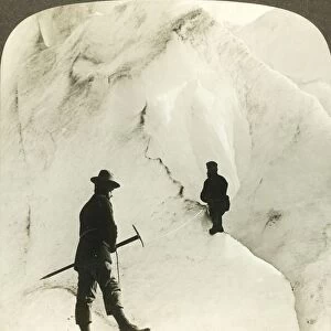 Among mountains and chasms of ice - enormous crevasses of Brigsdal glacier, - Norway, c1905