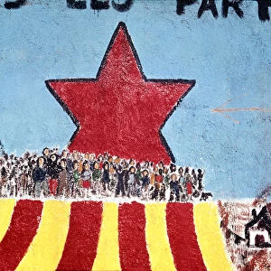 Mural of PSUC propaganda in the first democratic elections, after the Spanish civil war