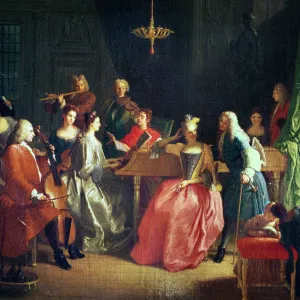 Musical Evening, oil on canvas by Miguel Angel Houasse