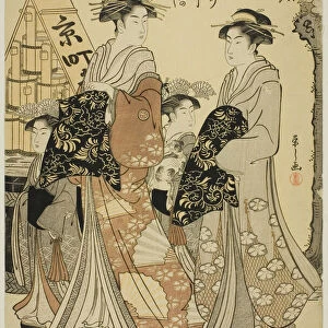 Nanamachi of the Yotsumeya with Attendants Sumano and Akashi, c. 1787. Creator: Hosoda Eishi