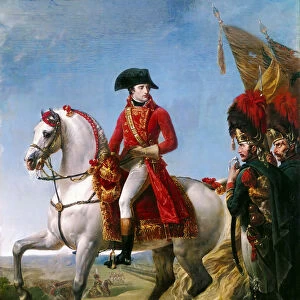 Napoleon Bonaparte, First Consul, Reviewing his Troops after the Battle of Marengo. Artist: Gros, Antoine Jean, Baron (1771-1835)