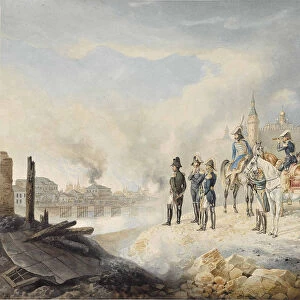 Napoleon and his staff on a hill before the burning Moscow, 1812-1814