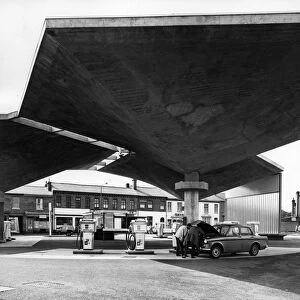 National Benzole filling station, Harbourne in Birmingham 1968. Creator: Unknown