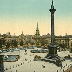 The National Gallery and Nelsons Column, Trafalgar Square, London, c1910. Creator: Unknown