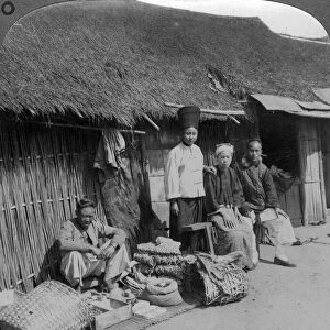 Native shop and customers, near Mogok, northern Burma, c1900s(?). Artist: Underwood & Underwood