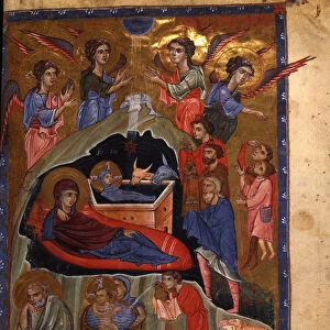 The Nativity of Christ (Manuscript illumination from the Matenadaran Gospel), 1268
