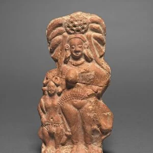 Nature Divinity (Yakshi) with Dwarf Hermaphrodite, c. 100 BC. Creator: Unknown
