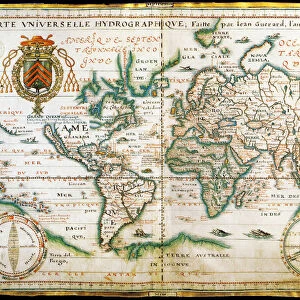 Nautical world map. (Australia is suggested but still unknown territory and, California
