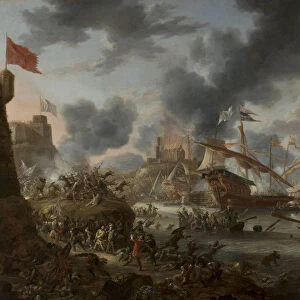 A naval battle between Christians and Turks, 1657