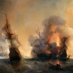 The Naval Battle of Lagos on 27 June 1693. Artist: Gudin, Theodore (1802-1880)