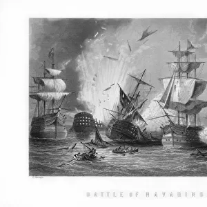 The naval Battle of Navarino, 20th October 1827, (1893). Artist: J Godfrey