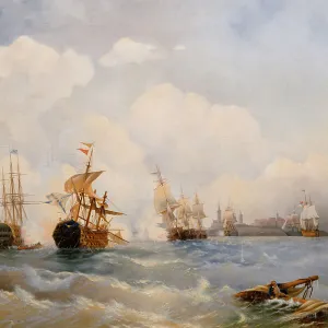 The naval Battle of Reval on 13 May 1790, 1860s. Artist: Bogolyubov, Alexei Petrovich (1824-1896)