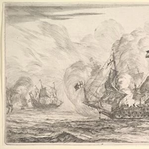 Naval Encounter with Three Vessels on the Right, from Naval Battles (Nieuwe Scheeps Bat