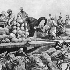 The Nawab Siraj Ud Daulahs artillery on its movable platform, India, 1757, (1893). Artist: Richard Caton Woodville II