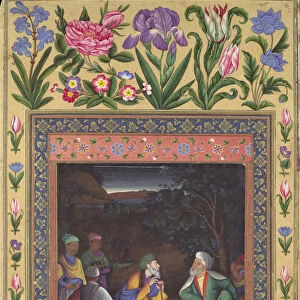 A Nighttime Gathering, Folio from the Davis Album, dated 1664-65. Creator: Muhammad Zaman