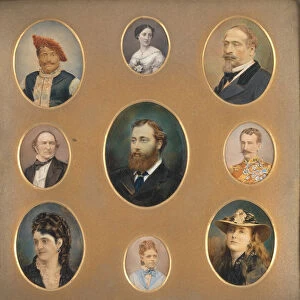 [Nine Portraits in Original Passe-Partout], 1880s. Creator: James William Bailey