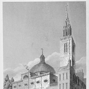 North-west view of the Church of St Stephen Walbrook, City of London, 1813. Artist