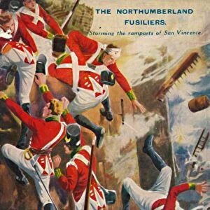 The Northumberland Fusiliers. Storming the ramparts of San Vincente, 1812, (1939)