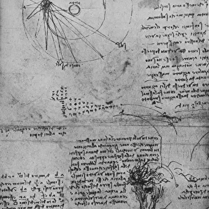Notes on Astronomy and Study of a Horses Head, c1480 (1945). Artist: Leonardo da Vinci
