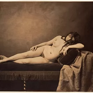 Nu feminin allonge sur un canape Recamier, ca. 1856