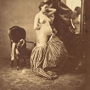[Nude Before a Mirror], ca. 1857. Creator: Attributed to Bruno Braquehais (French, 1823