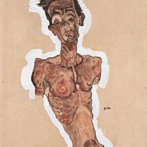Nude Self-Portrait, 1910. Artist: Schiele, Egon (1890?1918)