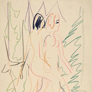 Two Nudes in a Forest, 1925. Creator: Ernst Kirchner