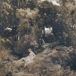 A Nymph at the Fountain (Pan, Chasing a Nymph), 1855. Artist: Bocklin, Arnold (1827-1901)