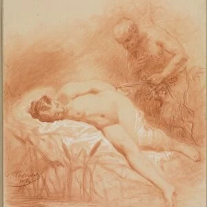 Nymphe et Faune, 1800s. Creator: Octave Tassaert (French, 1800-1874)