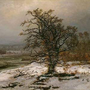Oak Tree by the Elbe in Winter. Artist: Dahl, Johan Christian Clausen (1788-1857)