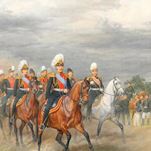 Officers of the Cavalry Mounted Regiment. Artist: Piratsky, Karl Karlovich (1813-1889)