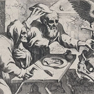 Old Couple and Death with Bagpipes, 1612. Creator: Werner Jacobsz. van den Valckert