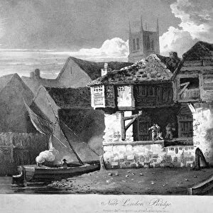 Old houses on Bankside, near London Bridge and St Saviours Dock, Southwark, London, 1810