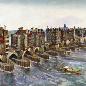 Old London Bridge, about 1630, (c1900-1920)