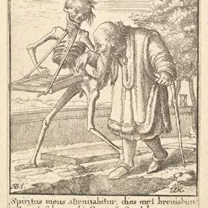Old man, from the Dance of Death, 1651. Creator: Wenceslaus Hollar