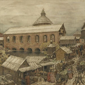 Old Moscow. Okhotny Ryad (Hunting Row), 1900s-1910s. Artist: Vasnetsov, Appolinari Mikhaylovich (1856-1933)