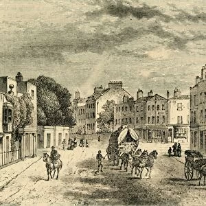 The Old village of Vauxhall, with Entrance to the Gardens, in 1825, (c1878). Creator: Unknown