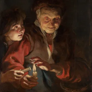 Old woman and boy with candles, c. 1616-1617. Creator: Rubens, Pieter Paul (1577-1640)