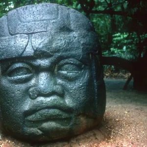 Olmec carved head from La Venta, Pre-Columbian, Central America, 1150-800 BC