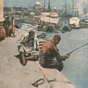 "On The Quay, Constantinople -- An Eastern Izaac Walton", after Frank Brangwyn, 1891. Creator: Frank Brangwyn. "On The Quay, Constantinople -- An Eastern Izaac Walton", after Frank Brangwyn, 1891. Creator: Frank Brangwyn