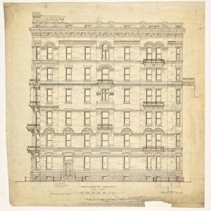 Ontario Apartments, Chicago, Illinois, Elevation, 1880. Creator: Treat & Foltz