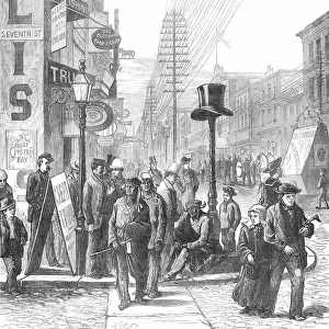 Opening of the American Centennial Festival Exhibition: a Street in Philadelphia, 1876. Creator: W. J. P