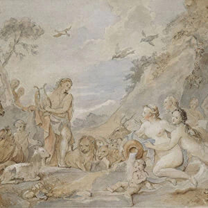 Orpheus Charming the Nymphs, Dryads, and Animals, 1757. Creator: Charles-Joseph Natoire