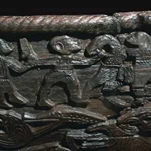 Detail of the Oseberg Cart from the Oseberg ship burial, 9th century