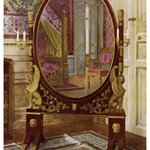 Oval mirror and bed of Napoleon I, 1911-1912. Artist: Edwin Foley