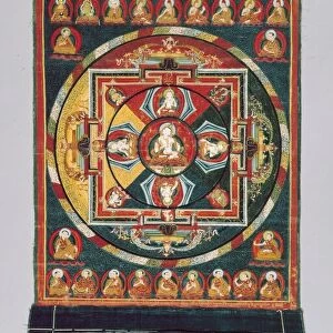 Painted Banner (Thangka) of Vajrasattva Mandala, 15th century. Creator: Unknown