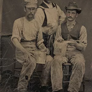 Three Painters with Brushes and Paint Cans, 1870s-80s. Creator: Unknown